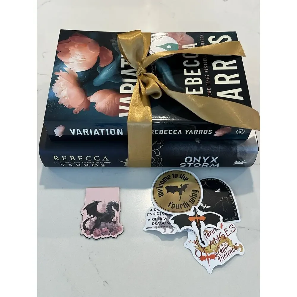 Onyx Storm Sprayed Edges Rebecca Yarros Gift Bundle Autographed Variation Book